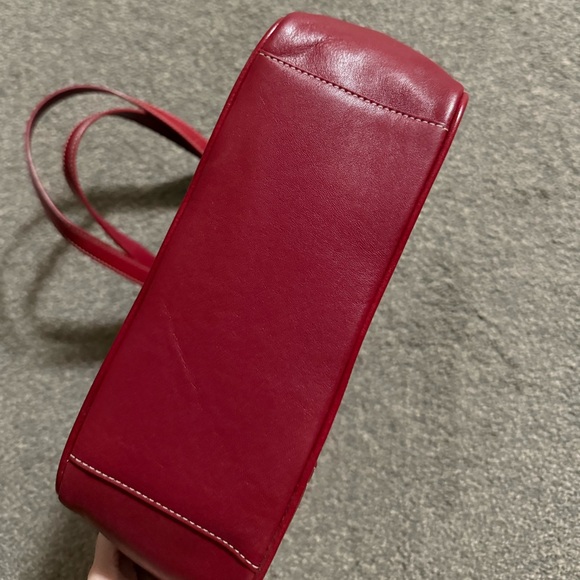 Coach F11396 Hampton Gallery Red Leather Tote Contrast White Stitch Handbag - Picture 7 of 7